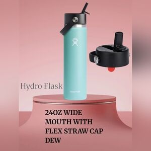 New In Box Hydro Flask Blue Wide Mouth with Flex Straw Cap